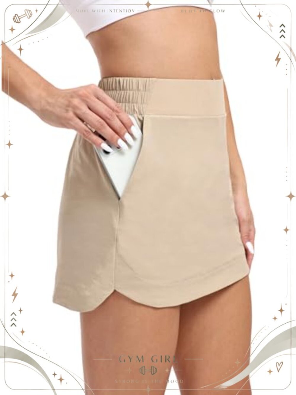 High Waisted Golf Skort Built-in Shorts Pocket Nylon Spandex Tennis
